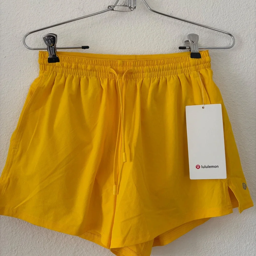Lululemon Pace Rival High-Rise Short Women 4 Yellow 3" Inseam Athletic Running - Picture 1 of 5